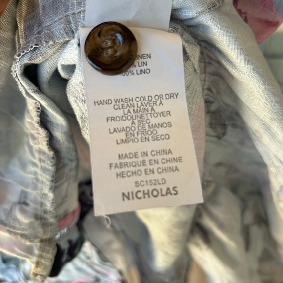 Nicholas Floral Linen Maxi Dress w/ Pockets Multicolor Boho Prairie - Picture 5 of 6